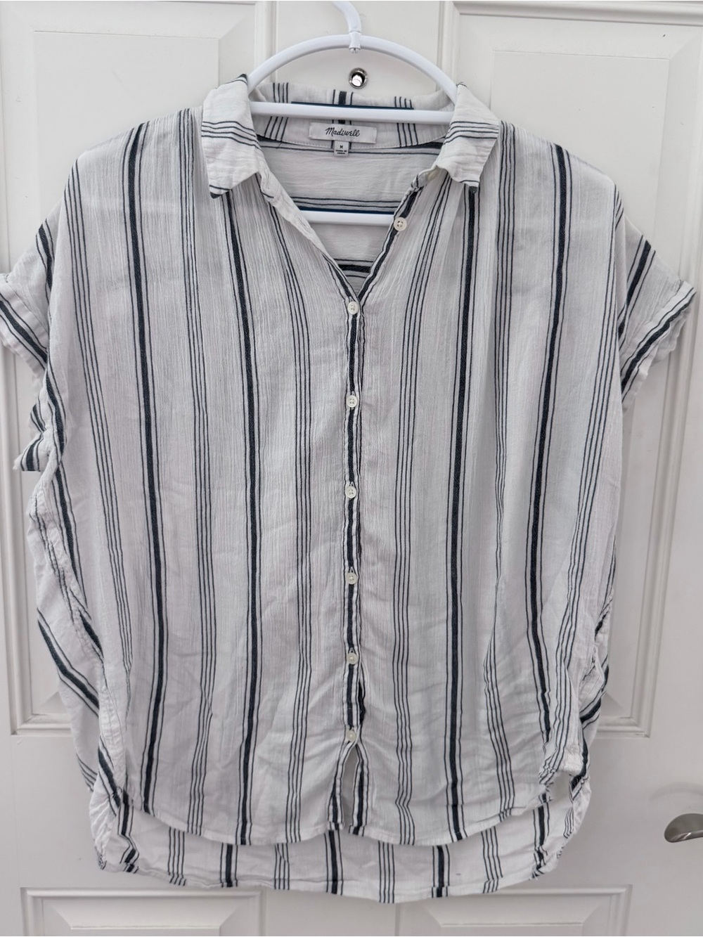 Madewell Central Shirt M | Parkman Stripe Blue & White